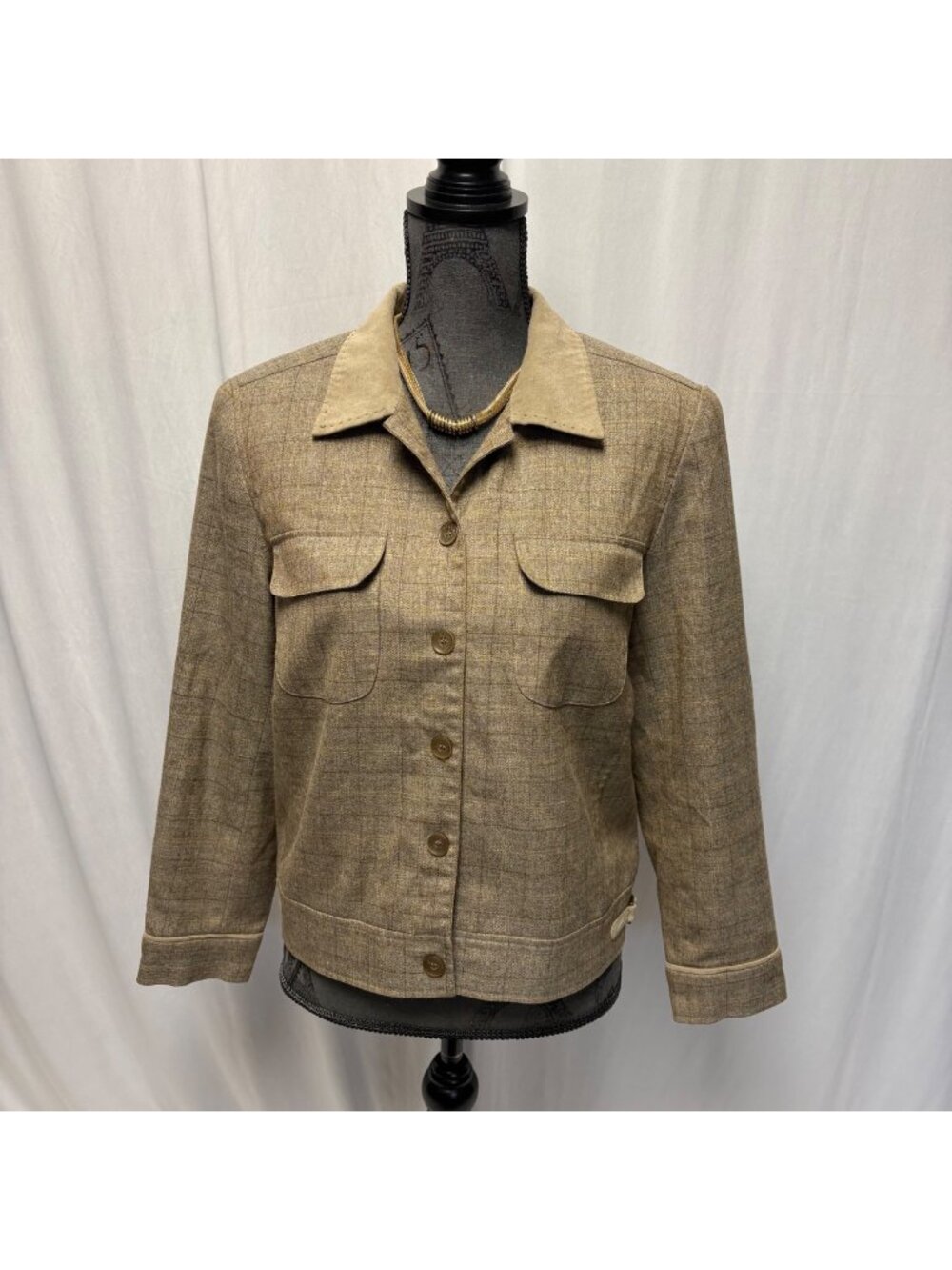 Norton McNaughton Petites Jacket Womens Size 12P Tan Button Front Career Blazer